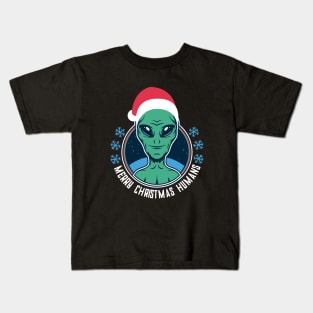Merry Christmas Humans - Funny Holiday Santa Alien Kids T-Shirt